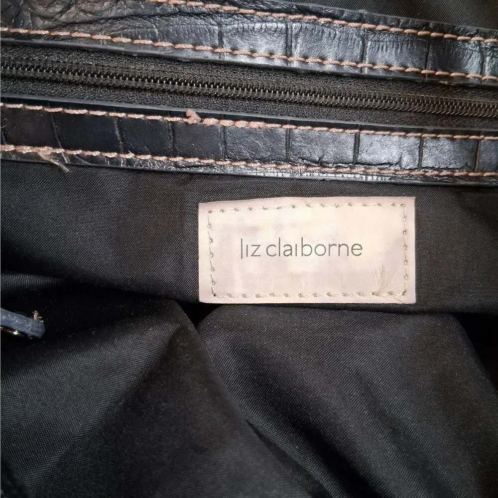 Liz‎ Claiborne Slouchy Hobo Shoulder Bag Purse Black Faux Leather
